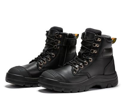 ROCKROOSTER Madison Tan 6 inch Zip-sided Steel Toe Leather Work Boots AK052 Rock Rooster Footwear Inc