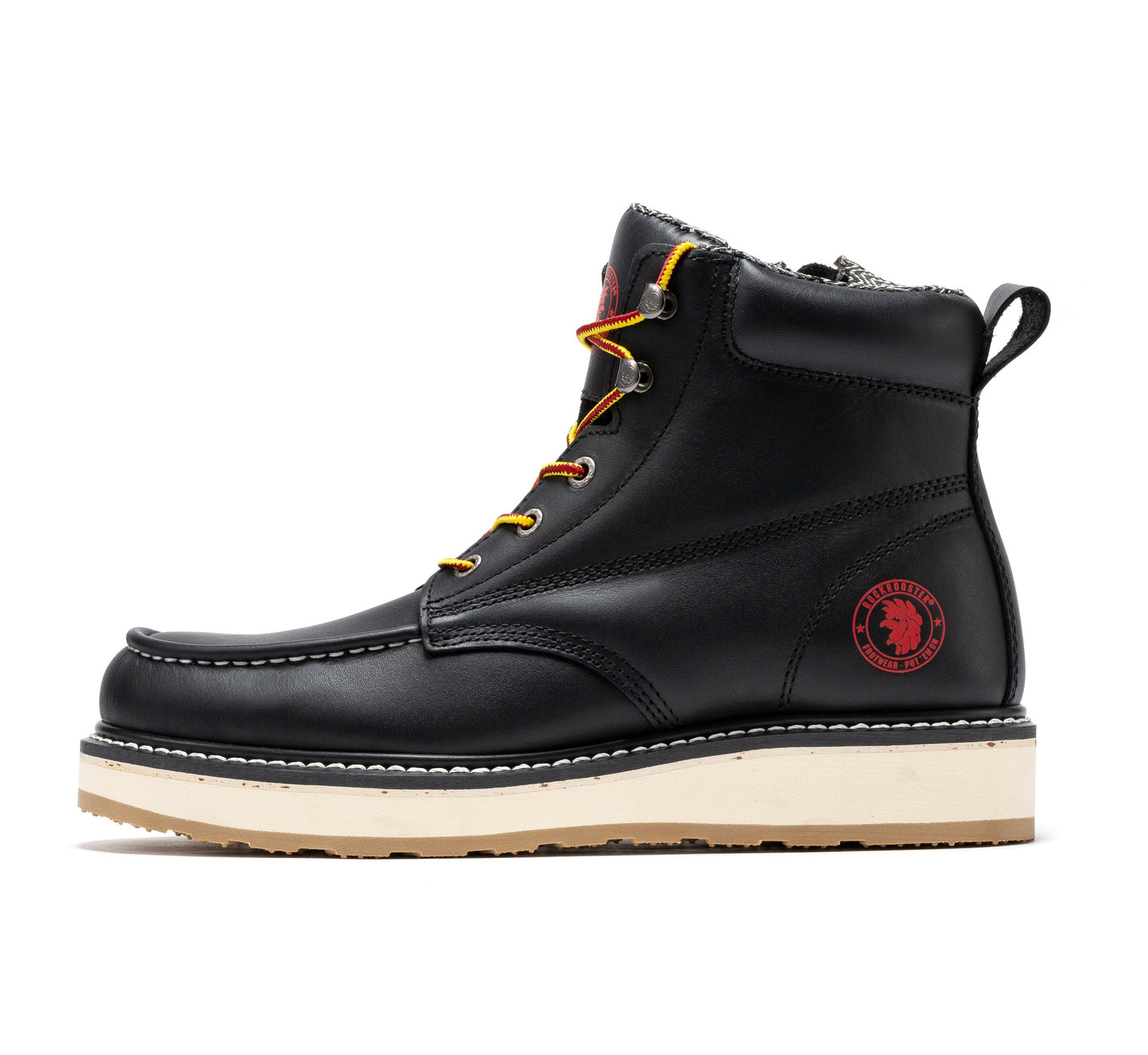 ROCKROOSTER Magnolia Men's 6 inch Black Soft Toe Zip Sided Wedge Work Boots SAP310 Rock Rooster Footwear Inc