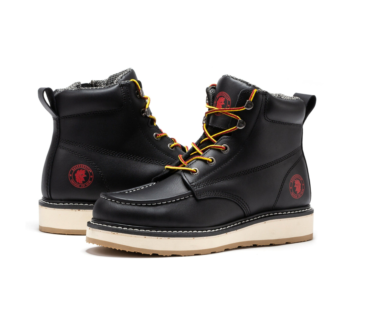 ROCKROOSTER Magnolia Men's 6 inch Black Soft Toe Zip Sided Wedge Work Boots SAP310 Rock Rooster Footwear Inc