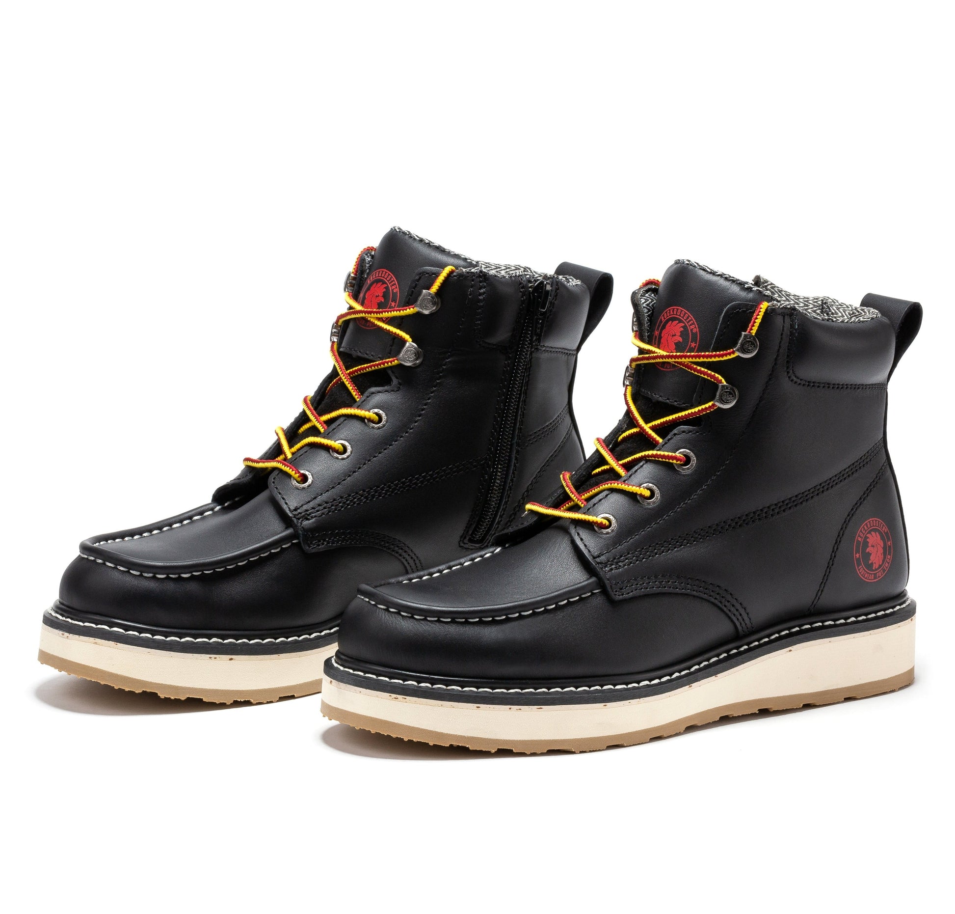 ROCKROOSTER Magnolia Men's 6 inch Black Soft Toe Zip Sided Wedge Work Boots SAP310 Rock Rooster Footwear Inc