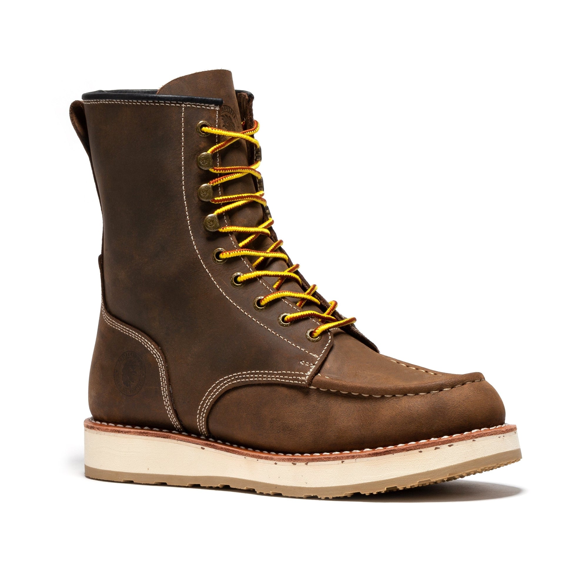 ROCKROOSTER Mantua Men's 8 inch Dark Brown Soft Toe Wedge Work Boots SAP308 Rock Rooster Footwear Inc