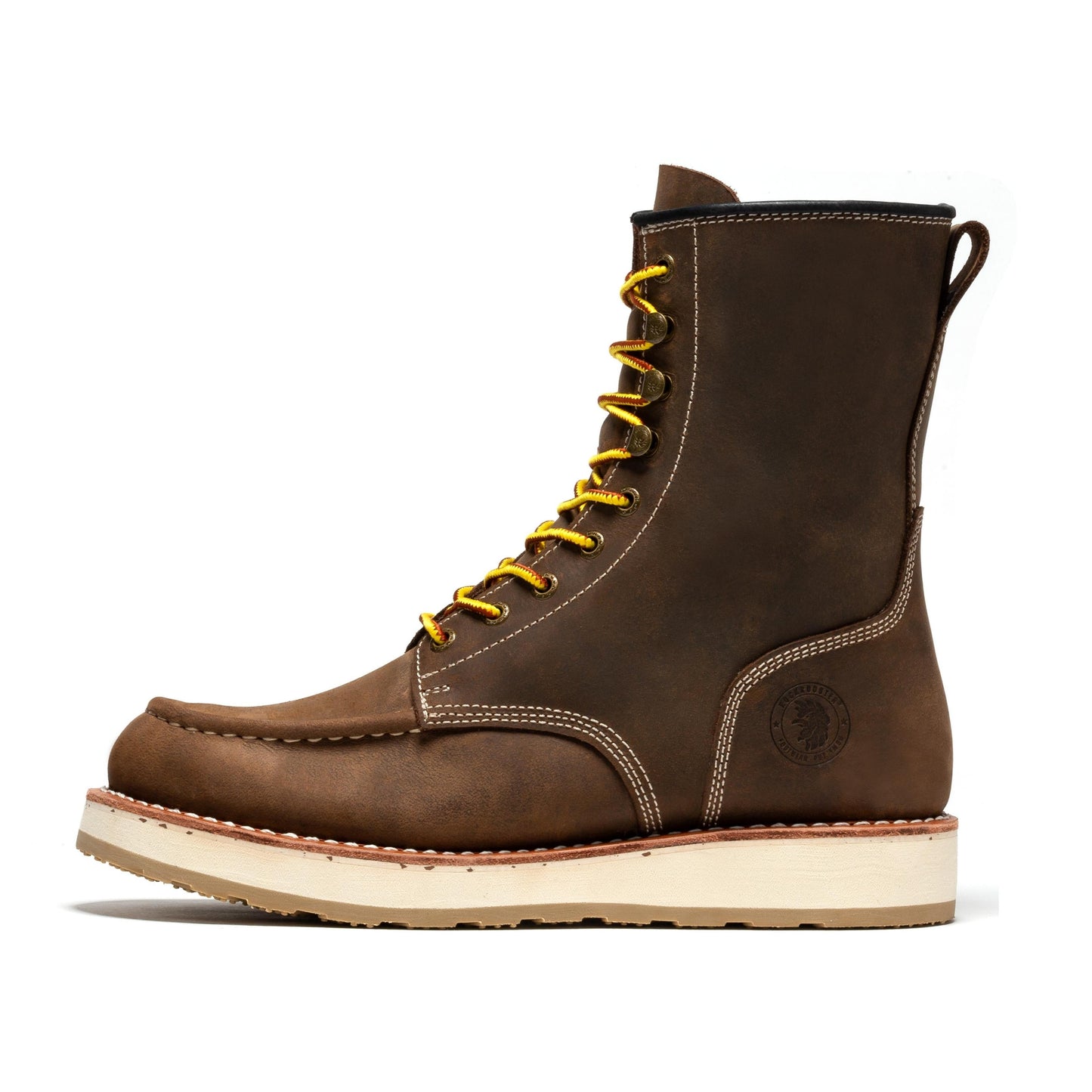 ROCKROOSTER Mantua Men's 8 inch Dark Brown Soft Toe Wedge Work Boots SAP308 Rock Rooster Footwear Inc