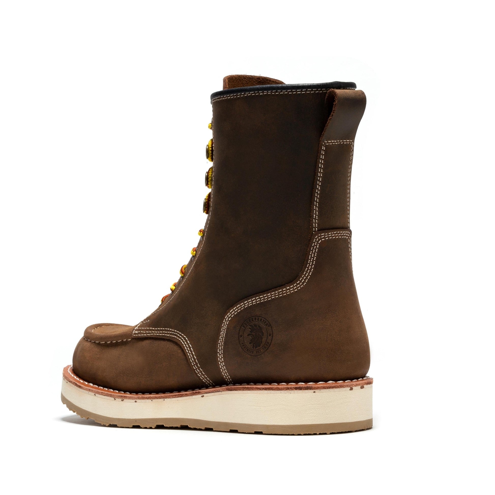 ROCKROOSTER Mantua Men's 8 inch Dark Brown Soft Toe Wedge Work Boots SAP308 Rock Rooster Footwear Inc