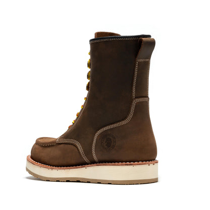 ROCKROOSTER Mantua Men's 8 inch Dark Brown Soft Toe Wedge Work Boots SAP308 Rock Rooster Footwear Inc