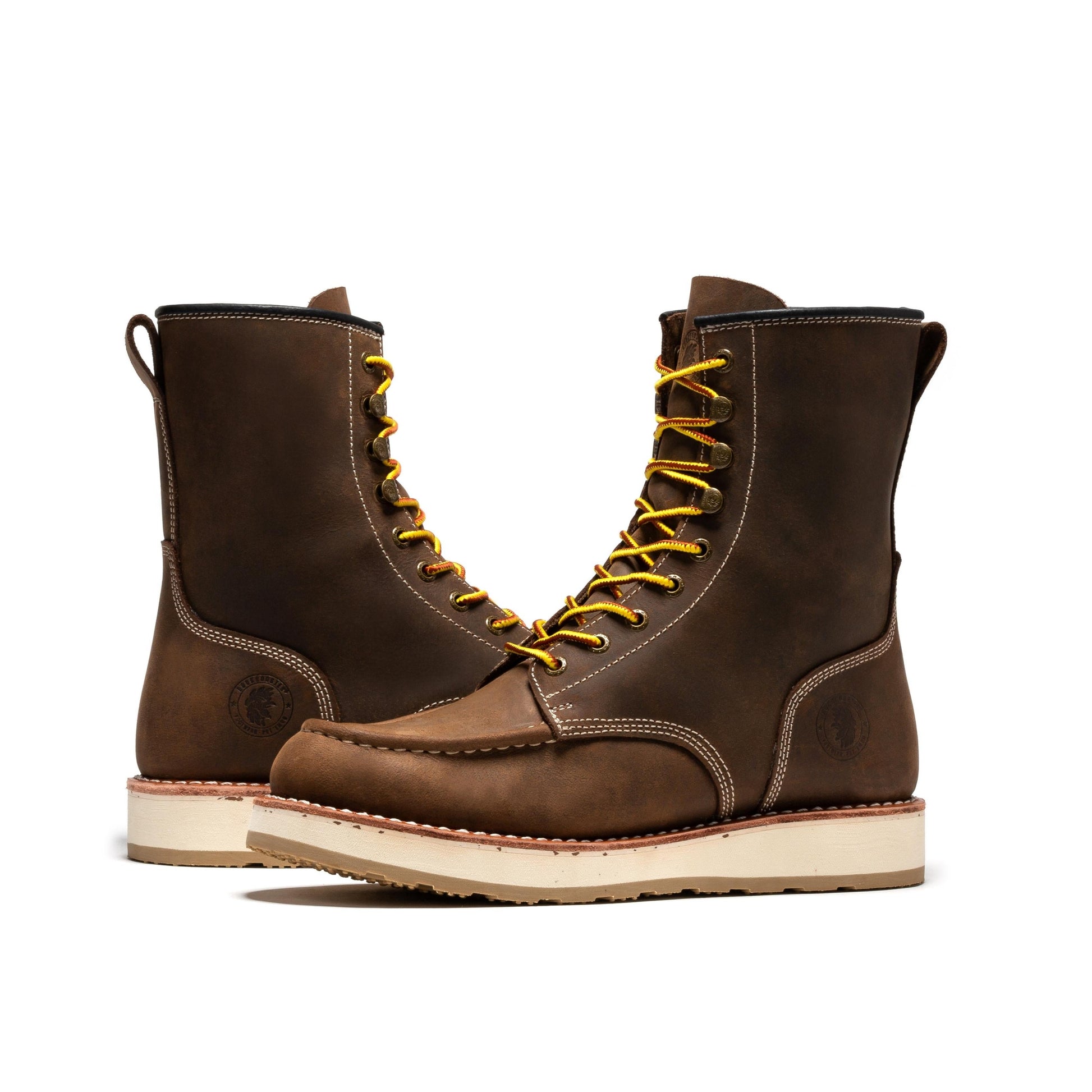 ROCKROOSTER Mantua Men's 8 inch Dark Brown Soft Toe Wedge Work Boots SAP308 Rock Rooster Footwear Inc