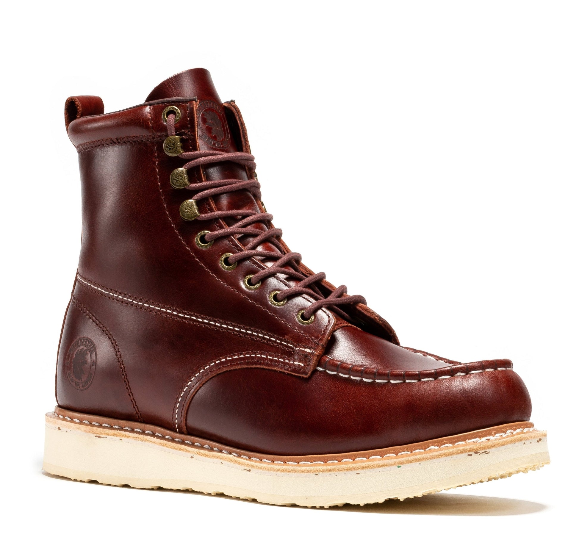 ROCKROOSTER Norwood Cherry Brown Men's 6 inch Soft Toe Wedge Work Boots SAP600 Rock Rooster Footwear Inc
