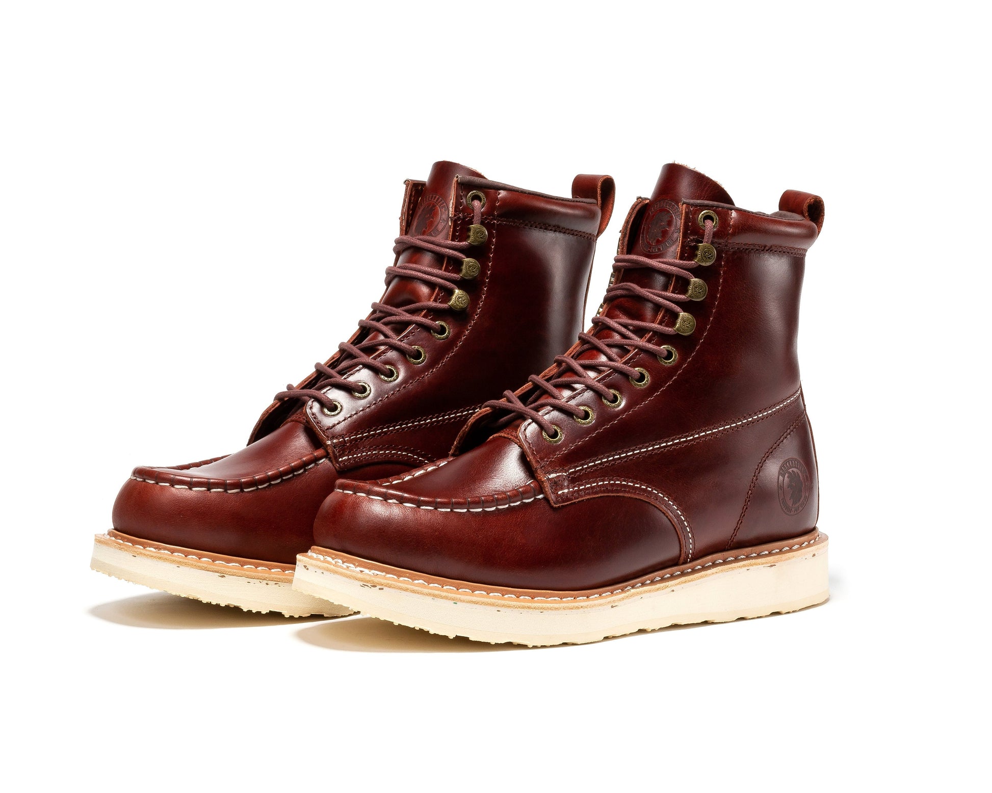 ROCKROOSTER Norwood Cherry Brown Men's 6 inch Soft Toe Wedge Work Boots SAP600 Rock Rooster Footwear Inc