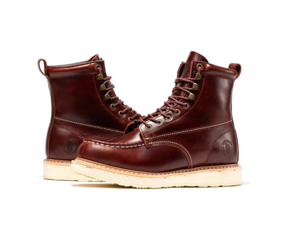 ROCKROOSTER Norwood Cherry Brown Men's 6 inch Soft Toe Wedge Work Boots SAP600 Rock Rooster Footwear Inc