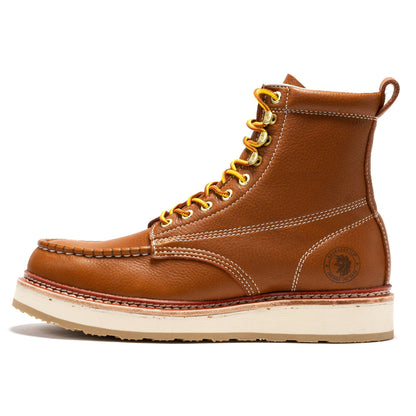 ROCKROOSTER Norwood Men's 6 inch Brown Soft Toe Wedge Work Boots SAP611 Rock Rooster Footwear Inc