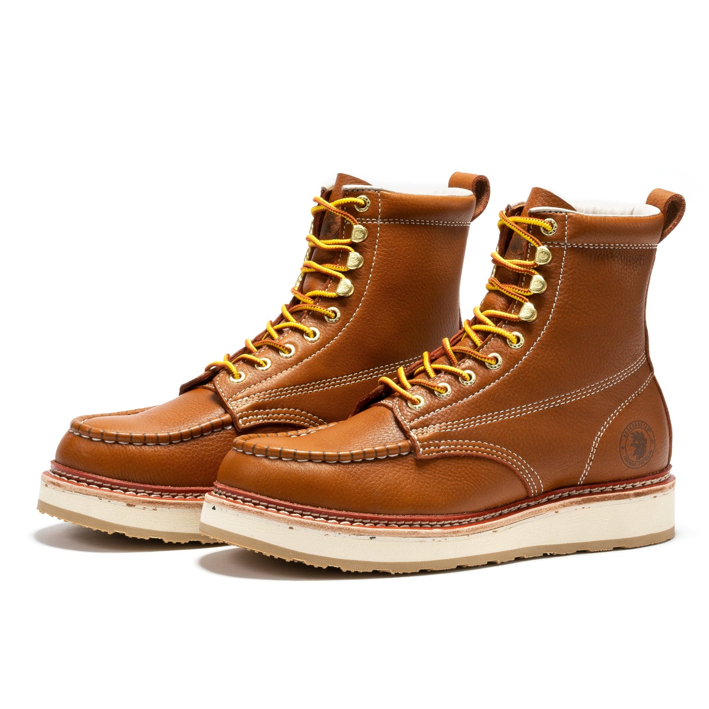 ROCKROOSTER Norwood Men's 6 inch Brown Soft Toe Wedge Work Boots SAP611 Rock Rooster Footwear Inc