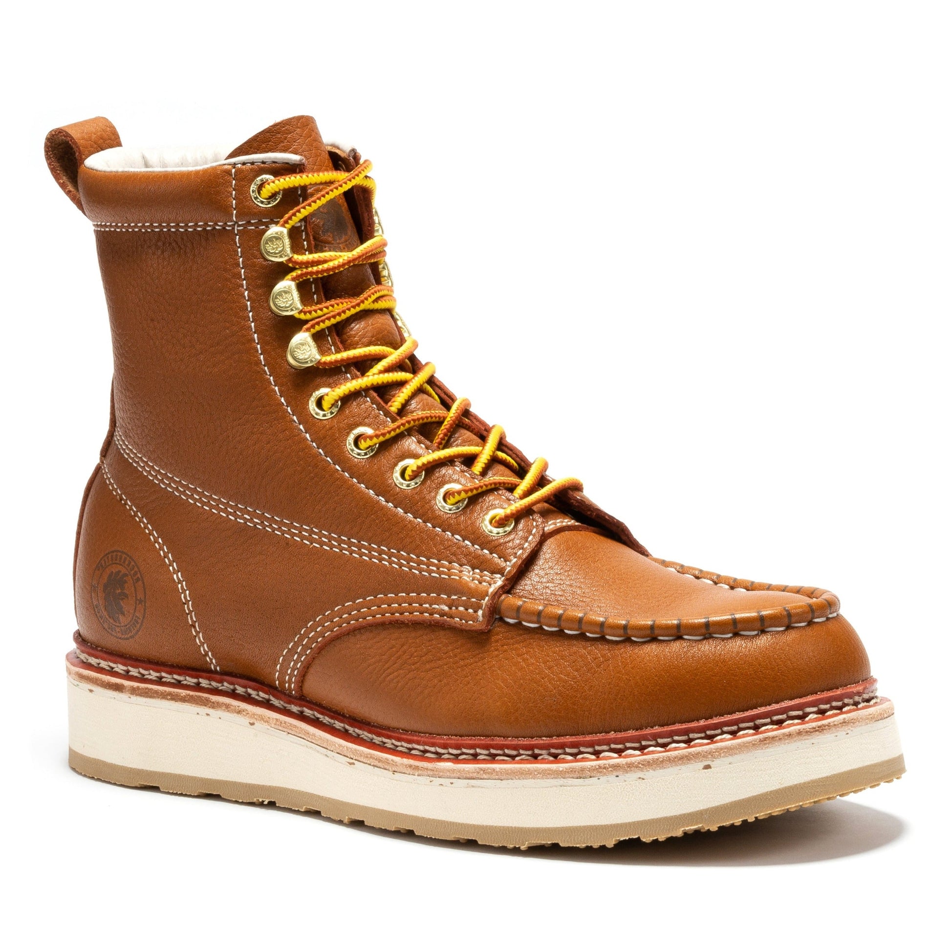 ROCKROOSTER Norwood Men's 6 inch Brown Soft Toe Wedge Work Boots SAP611 Rock Rooster Footwear Inc