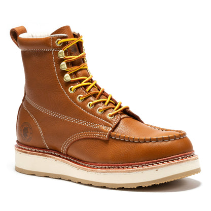 ROCKROOSTER Norwood Men's 6 inch Brown Soft Toe Wedge Work Boots SAP611 Rock Rooster Footwear Inc