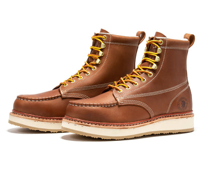 ROCKROOSTER Norwood Men's 6 inch Brown Steel Toe Wedge Work Boots SAP621 Rock Rooster Footwear Inc