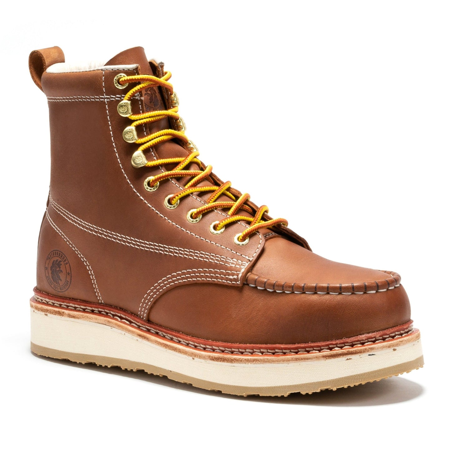 ROCKROOSTER Norwood Men's 6 inch Brown Steel Toe Wedge Work Boots SAP621 Rock Rooster Footwear Inc