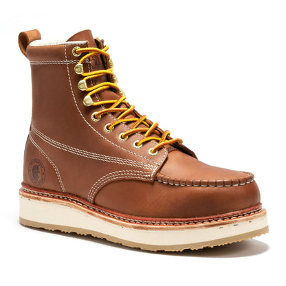 ROCKROOSTER Norwood Men's 6 inch Brown Steel Toe Wedge Work Boots SAP621 Rock Rooster Footwear Inc