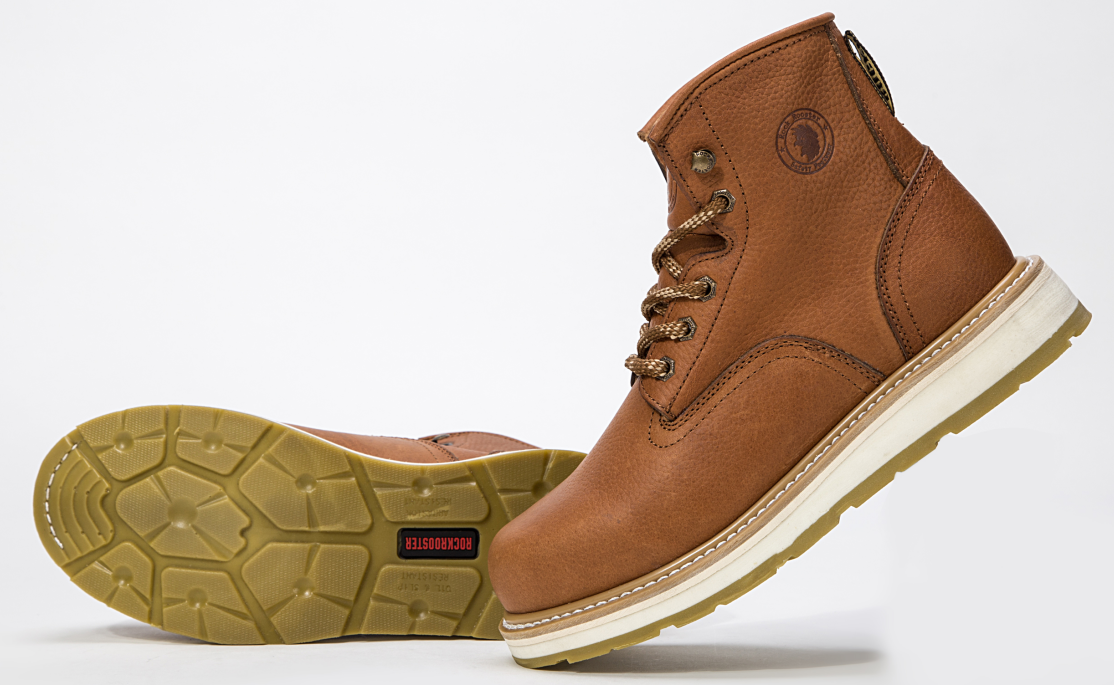 ROCKROOSTER Roberta Men's Wedge Work Boots, Safety Water Resistant Leather Boots, ASTM 2892 AP615 Rock Rooster Footwear Inc