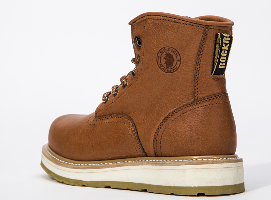 ROCKROOSTER Roberta Men's Wedge Work Boots, Safety Water Resistant Leather Boots, ASTM 2892 AP615 Rock Rooster Footwear Inc