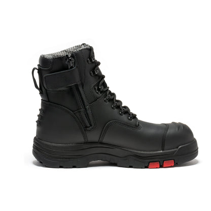 ROCKROOSTER Roslyn Black 7 inch Zip-sided Composite Toe Leather Work Boots CP245Z Rock Rooster Footwear Inc