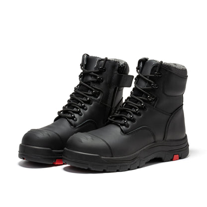 ROCKROOSTER Roslyn Black 7 inch Zip-sided Composite Toe Leather Work Boots CP245Z Rock Rooster Footwear Inc