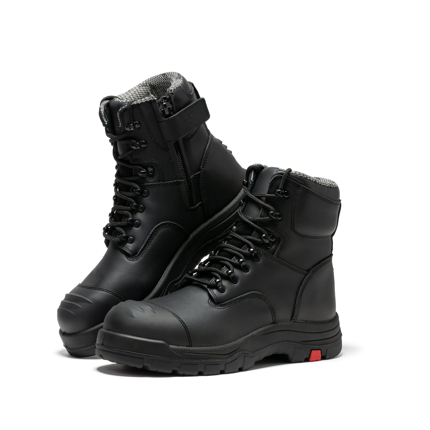 ROCKROOSTER Roslyn Black 7 inch Zip-sided Composite Toe Leather Work Boots CP245Z Rock Rooster Footwear Inc