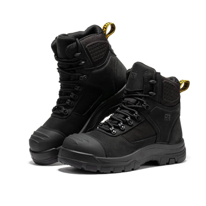 ROCKROOSTER Stowe Black 7 inch Composite Toe Leather Work Boots CP212BK Rock Rooster Footwear Inc