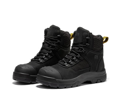 ROCKROOSTER Stowe Black 7 inch Composite Toe Leather Work Boots CP212BK Rock Rooster Footwear Inc