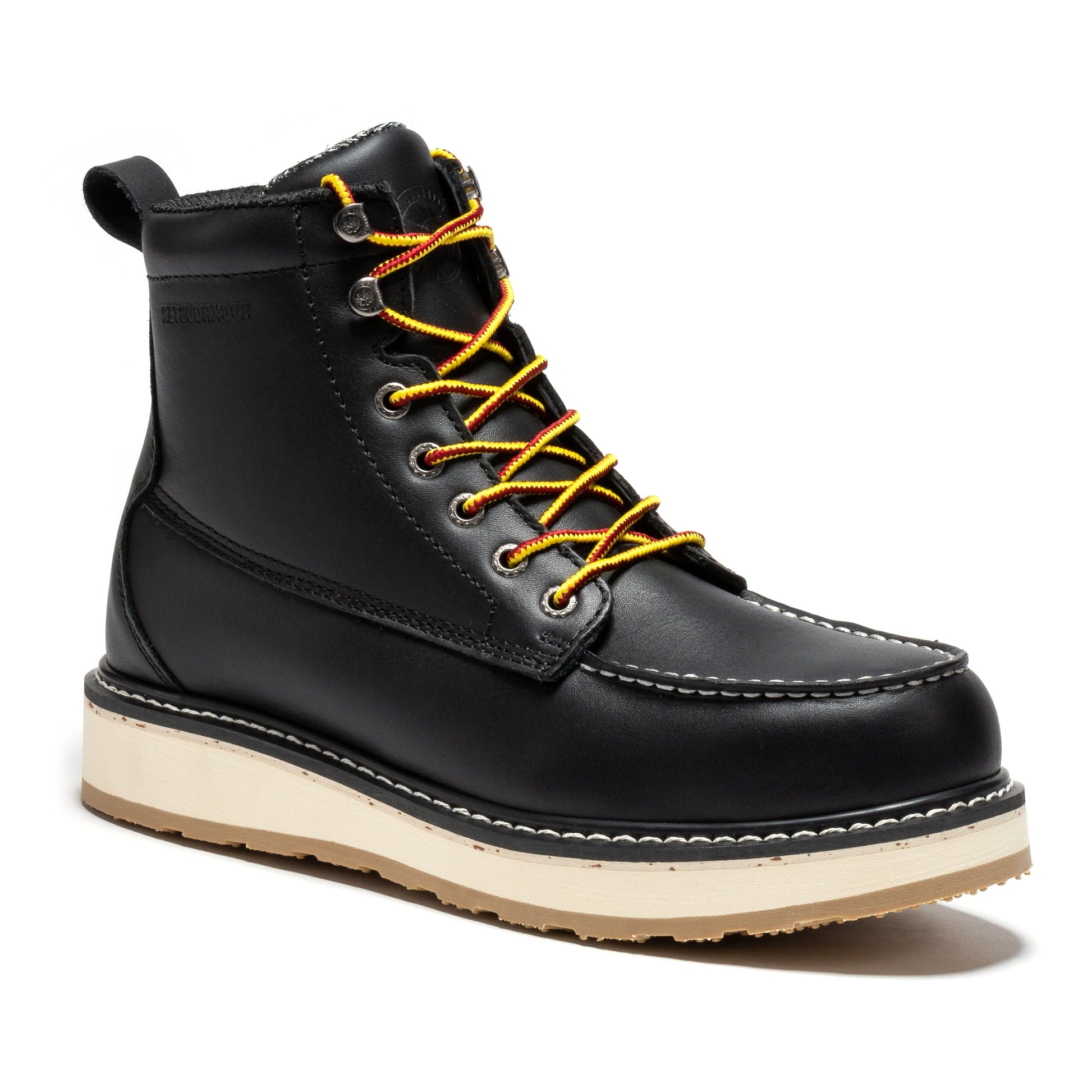 ROCKROOSTER Trinidad Men's 6 inch Black Steel Toe Wedge Work Boots SAP2301 Rock Rooster Footwear Inc