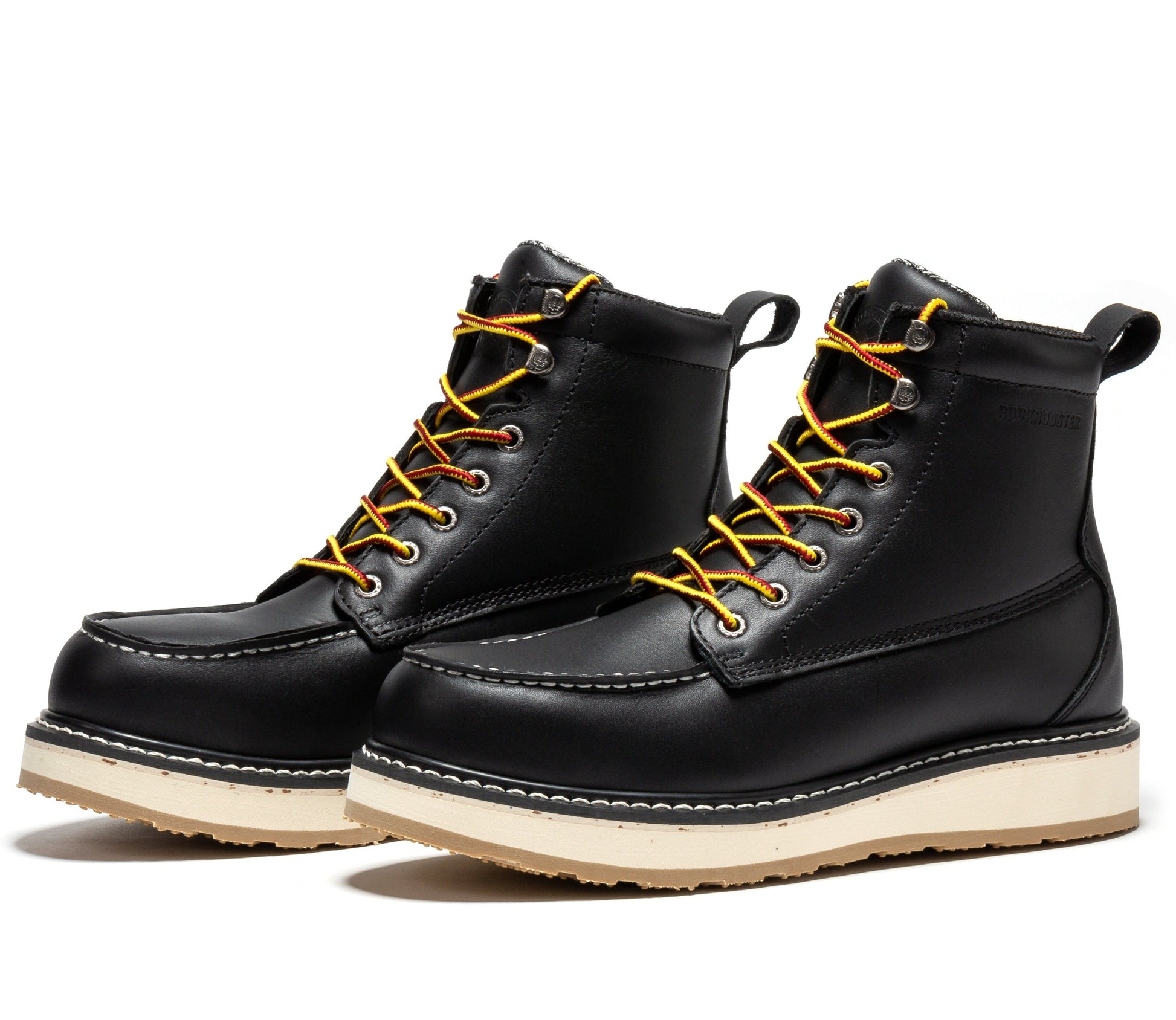 ROCKROOSTER Trinidad Men's 6 inch Black Steel Toe Wedge Work Boots SAP2301 Rock Rooster Footwear Inc