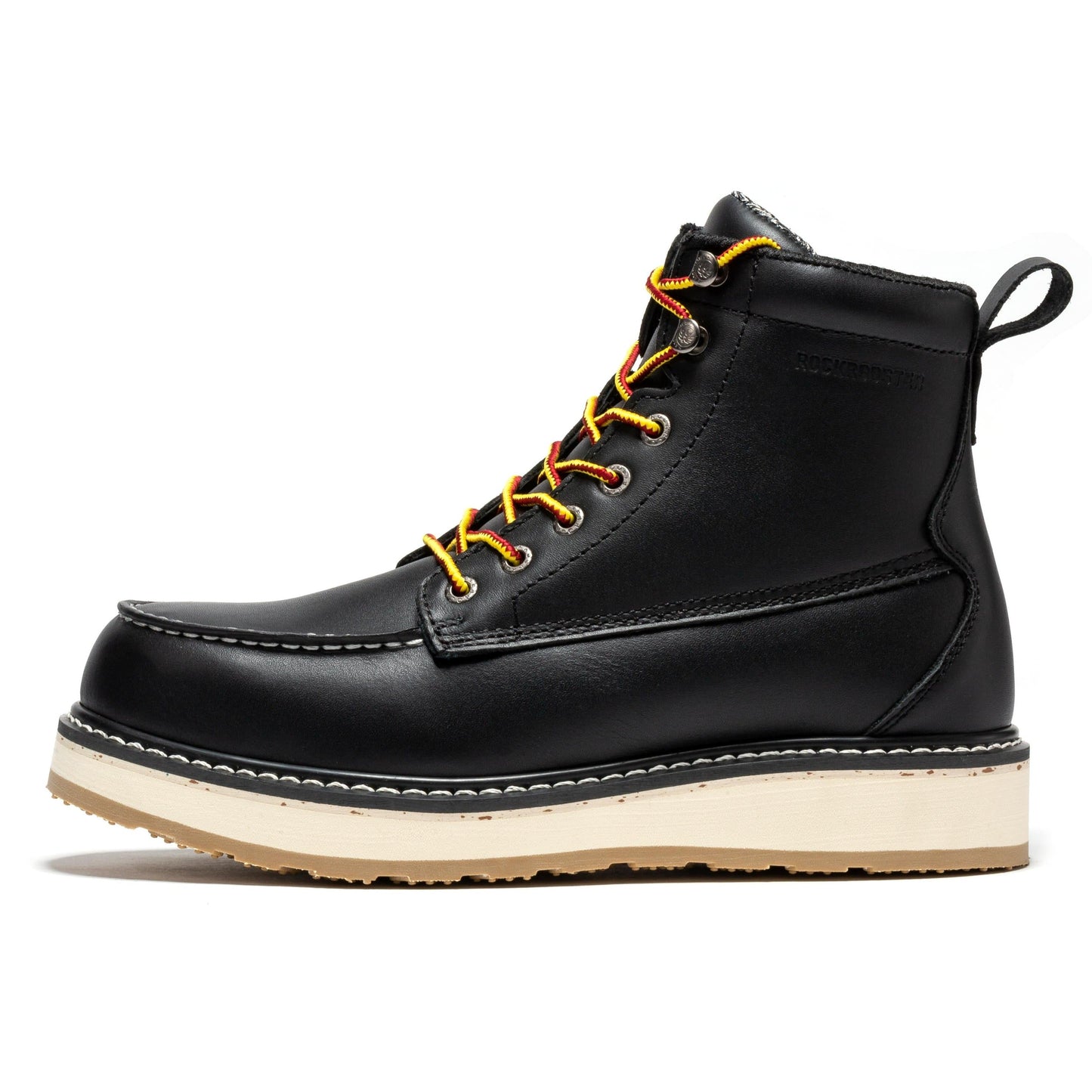 ROCKROOSTER Trinidad Men's 6 inch Black Steel Toe Wedge Work Boots SAP2301 Rock Rooster Footwear Inc