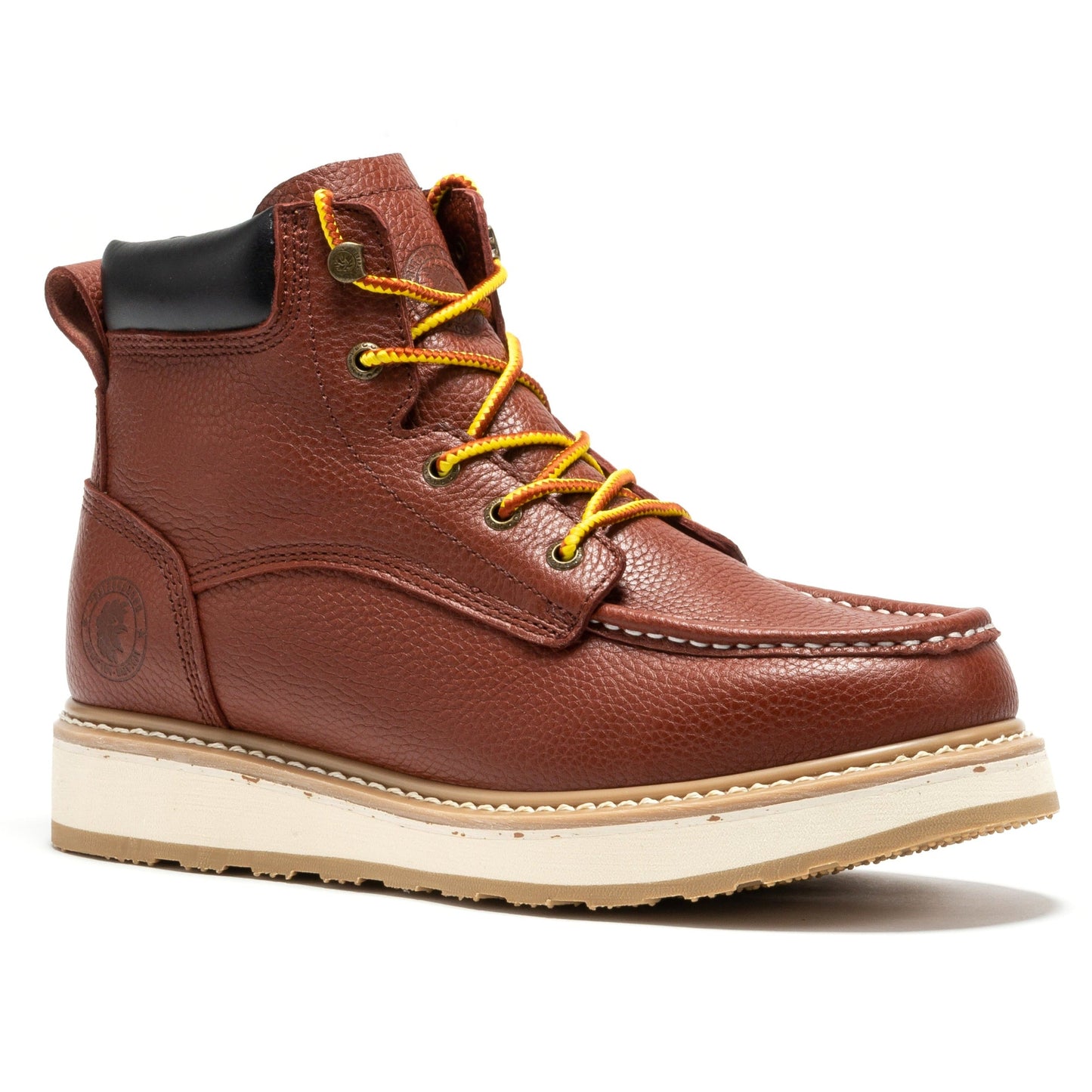 ROCKROOSTER Walker Men's 6 Inch Brown Soft Toe Wedge Work Boots SAP360 Rock Rooster Footwear Inc