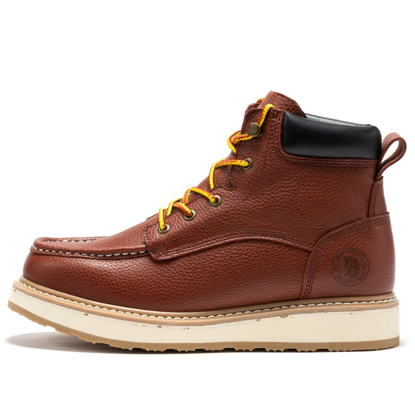 ROCKROOSTER Walker Men's 6 Inch Brown Soft Toe Wedge Work Boots SAP360 Rock Rooster Footwear Inc