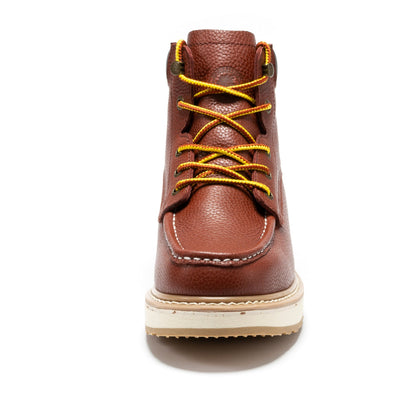 ROCKROOSTER Walker Men's 6 Inch Brown Soft Toe Wedge Work Boots SAP360 Rock Rooster Footwear Inc