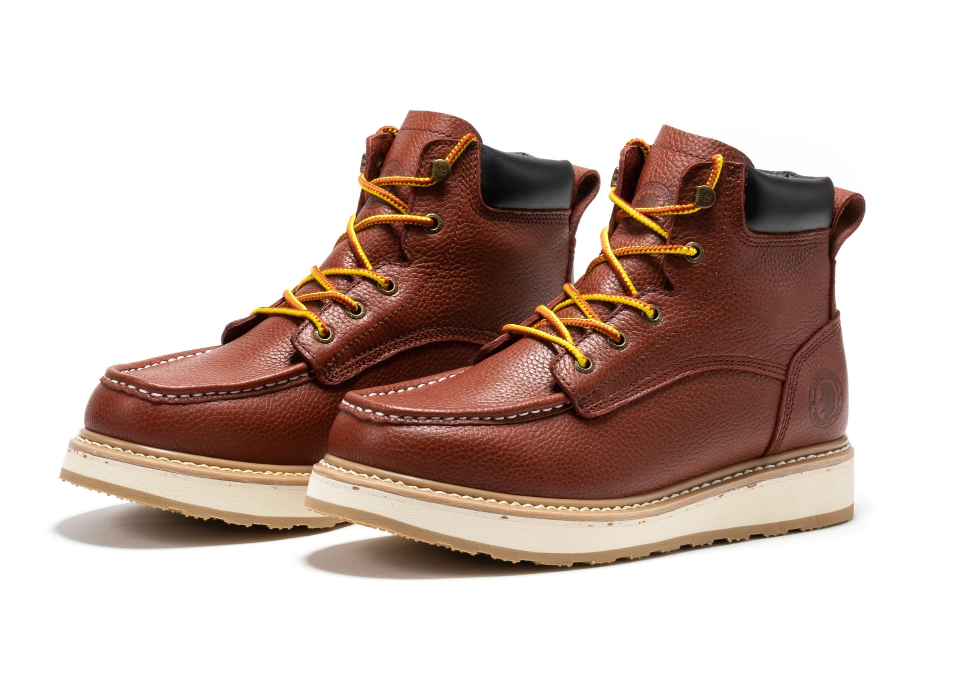ROCKROOSTER Walker Men's 6 Inch Brown Soft Toe Wedge Work Boots SAP360 Rock Rooster Footwear Inc