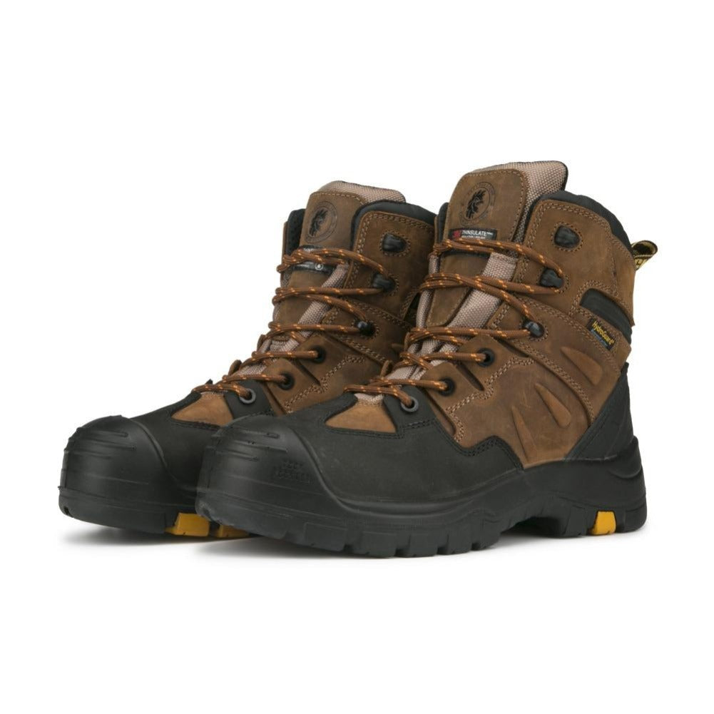 ROCKROOSTER Woodland Brown 6 inch Waterproof Safety Toe Leather Work Boots AK669 Rock Rooster Footwear Inc
