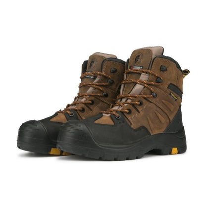 ROCKROOSTER Woodland Brown 6 inch Waterproof Safety Toe Leather Work Boots AK669 Rock Rooster Footwear Inc