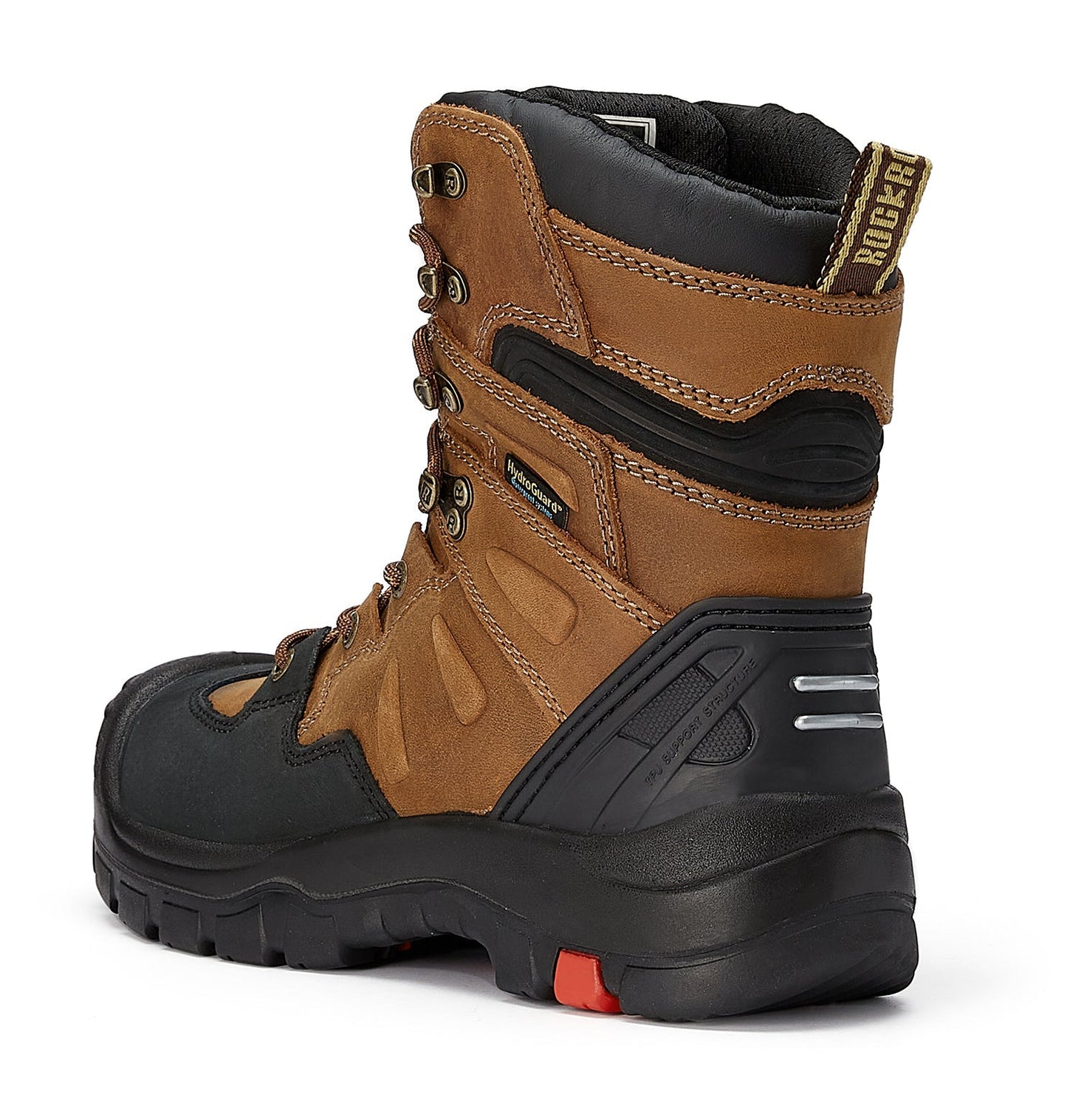 ROCKROOSTER Woodland Men's 8 inch Brown Work Boots, Composite Toe, Slip Resistant, Electrical Hazard Protection, Rubber outsole AK869 Rock Rooster Footwear Inc