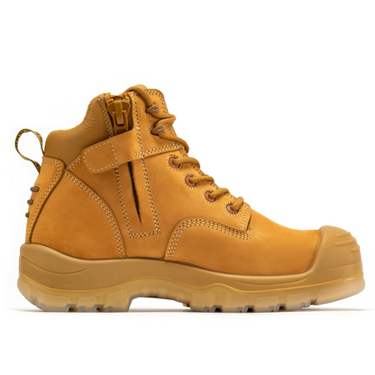 rockrooster Woodland Wheat 6 inch Composite Toe Zip-sided Leather Work Boots AK659 Rock Rooster Footwear Inc