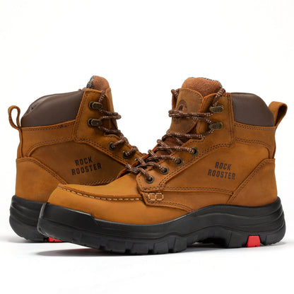 ROCKROOSTER Zumbro 6 inch Wide Steel Toe, Rubber Outsole, EH Protection,, ASTM 2413, Work Boots AK370 Rock Rooster Footwear Inc