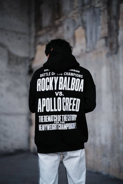 Oversize 'Rocky Balboa vs. Apollo Creed' Graphic Hoodie - Boxing Match Sweatshirt Withinblack