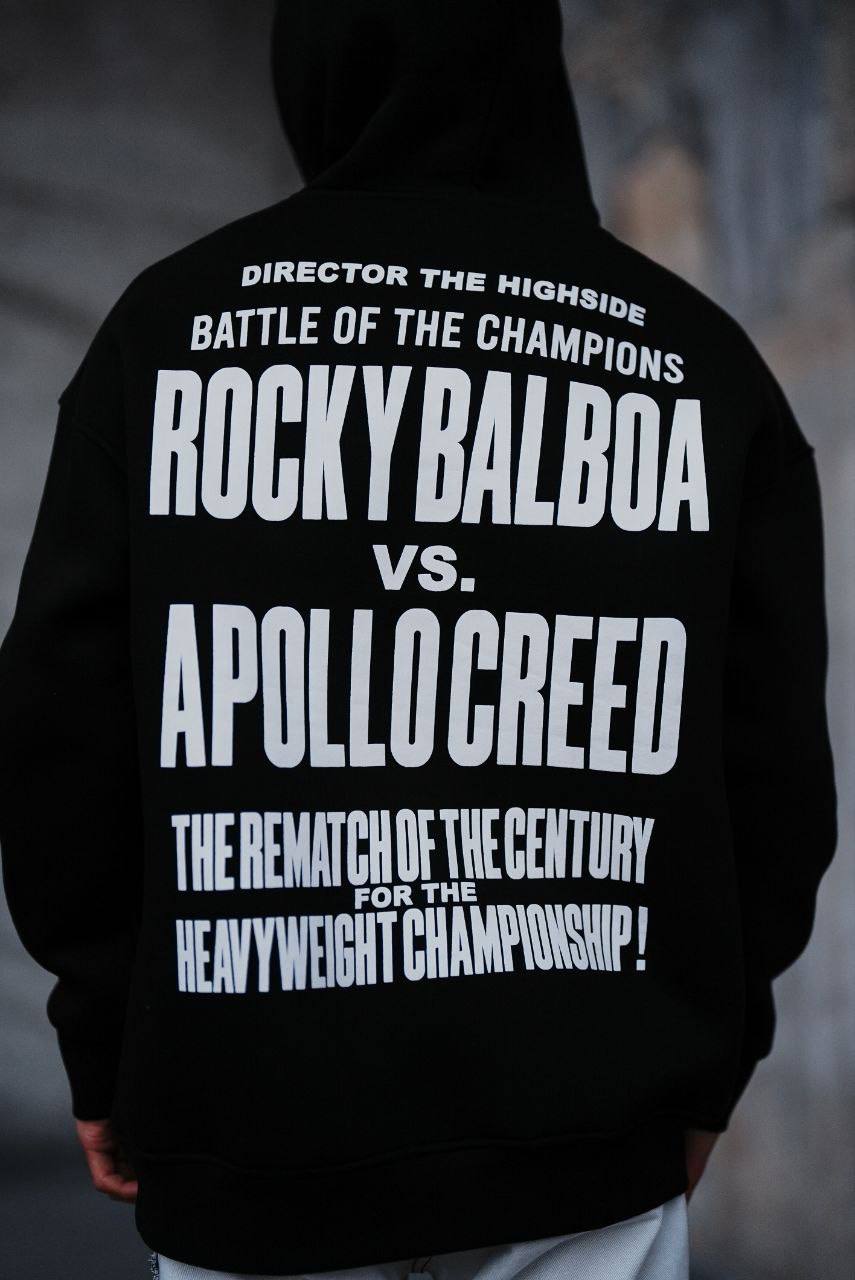 Oversize 'Rocky Balboa vs. Apollo Creed' Graphic Hoodie - Boxing Match Sweatshirt Withinblack