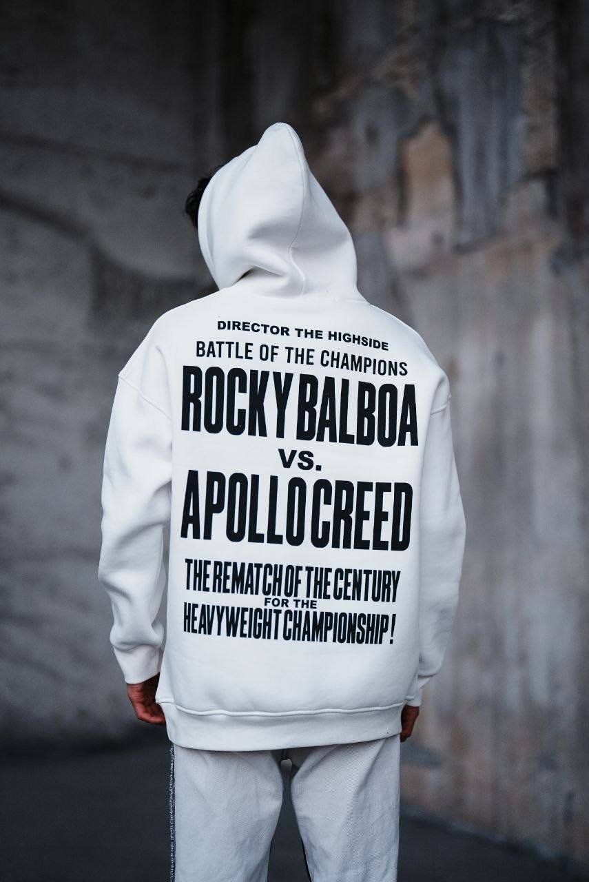 Oversize 'Rocky Balboa vs. Apollo Creed' Graphic Hoodie - Boxing Match Sweatshirt Withinblack