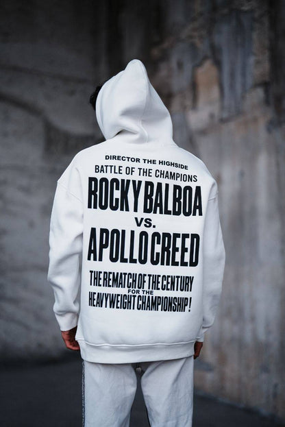 Oversize 'Rocky Balboa vs. Apollo Creed' Graphic Hoodie - Boxing Match Sweatshirt Withinblack