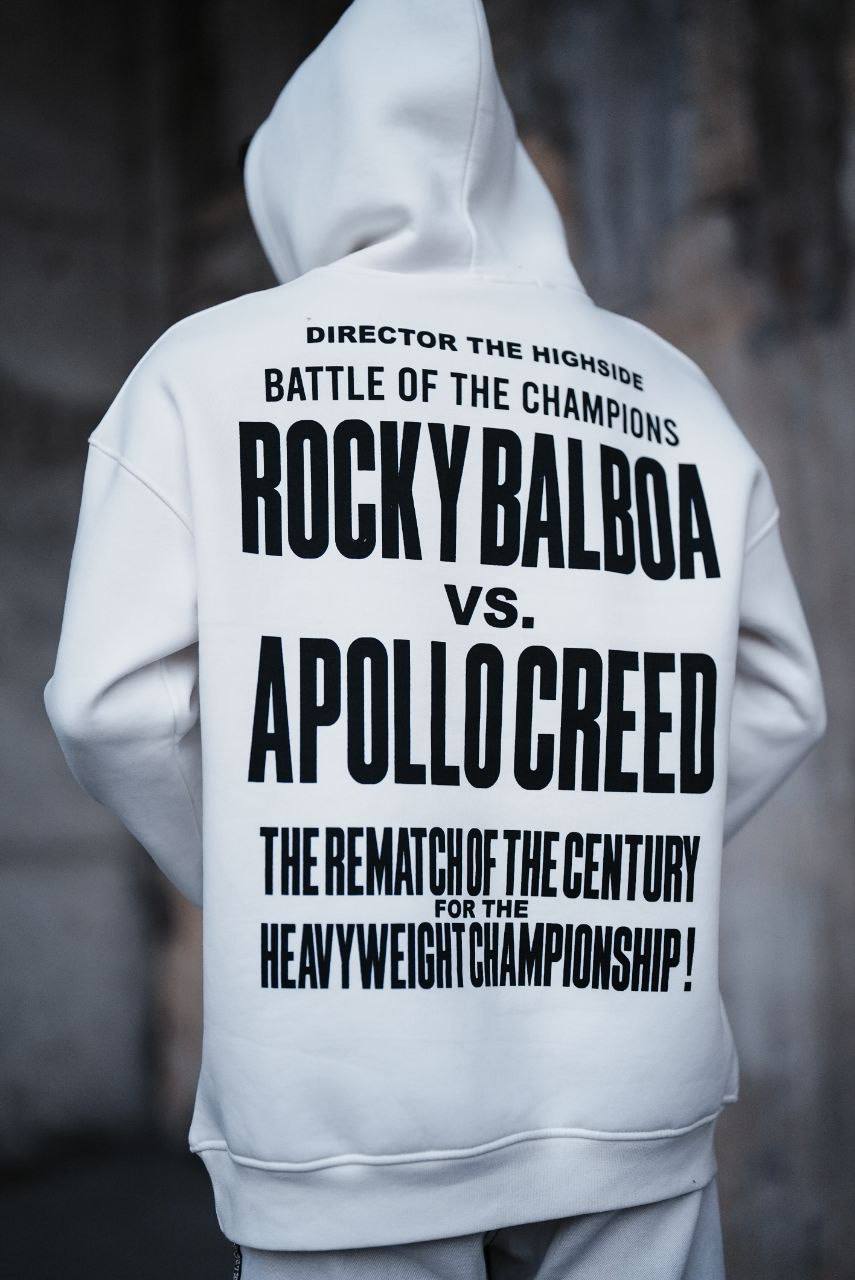 Oversize 'Rocky Balboa vs. Apollo Creed' Graphic Hoodie - Boxing Match Sweatshirt Withinblack