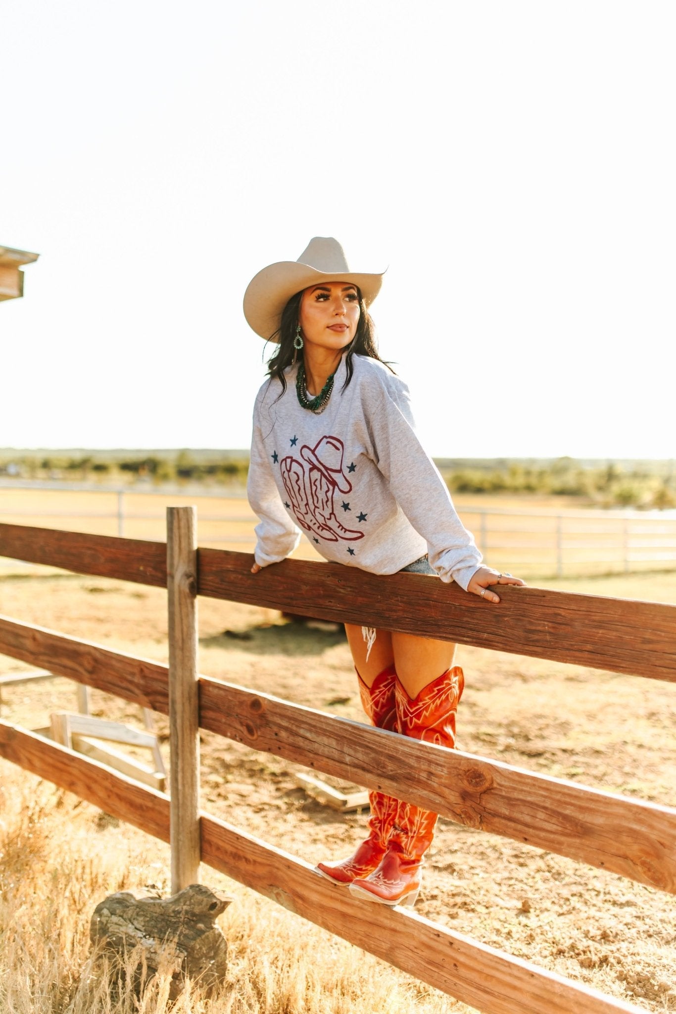 Star Spangled Boots Graphic Sweatshirt Wild Junkie