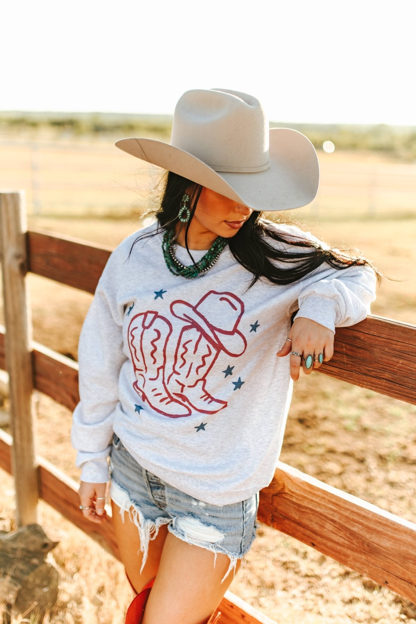 Star Spangled Boots Graphic Sweatshirt Wild Junkie