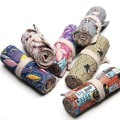 Roll Up Canvas Wrap Pencil Bag For Students Stylish Stationary Storage Pouch Unique Pencil Case For School Stevvex