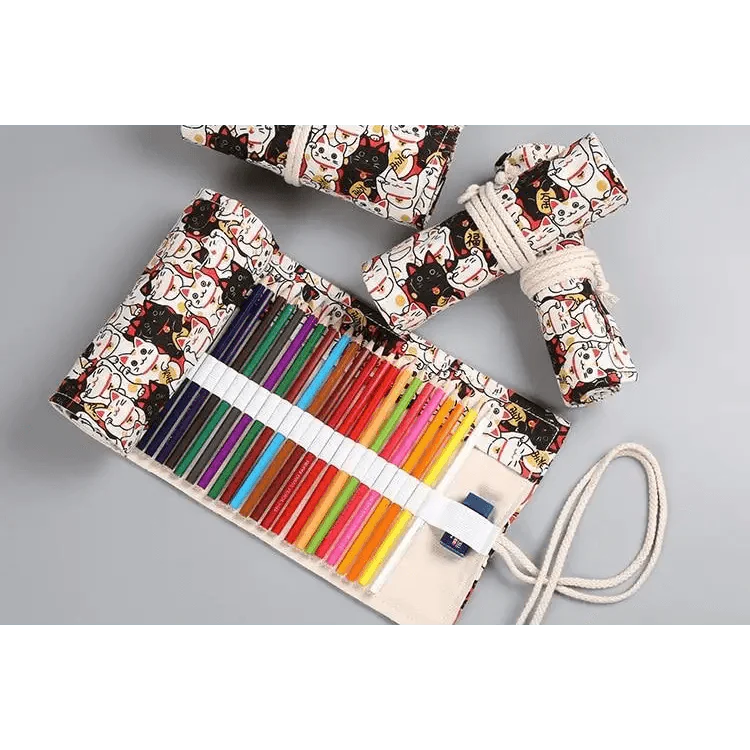 Roll Up Canvas Wrap Pencil Bag For Students Stylish Stationary Storage Pouch Unique Pencil Case For School Stevvex