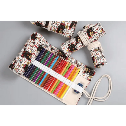 Roll Up Canvas Wrap Pencil Bag For Students Stylish Stationary Storage Pouch Unique Pencil Case For School Stevvex
