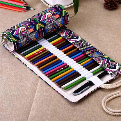 Roll Up Canvas Wrap Pencil Bag For Students Stylish Stationary Storage Pouch Unique Pencil Case For School Stevvex