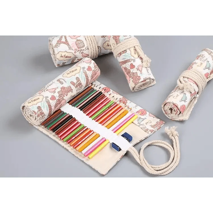 Roll Up Canvas Wrap Pencil Bag For Students Stylish Stationary Storage Pouch Unique Pencil Case For School Stevvex